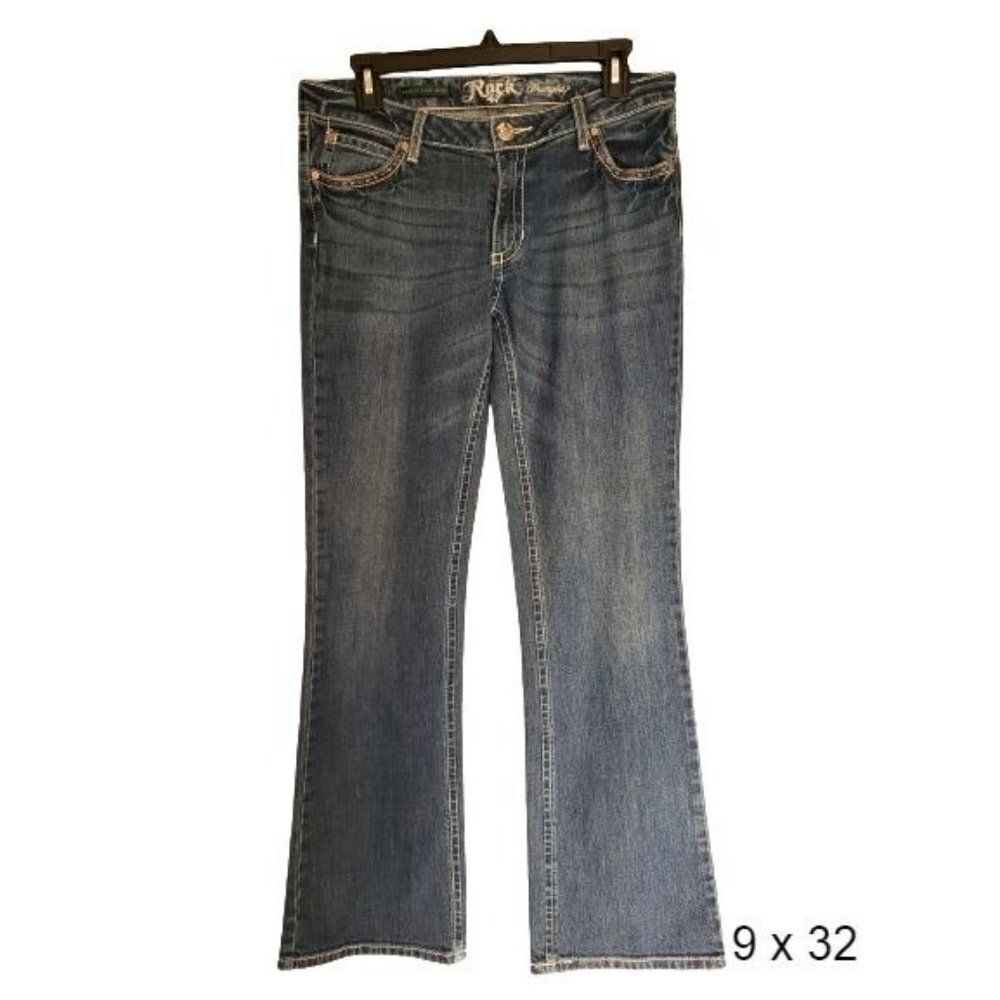 Women's Jeans 9 Low Rise Boot Cut Denim Rock 47 Blue Jeans Size 9 x 32" NWOT
